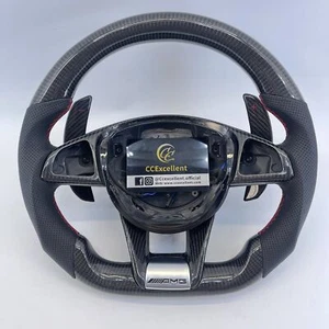 Carbon Fiber Steering Wheel Fit for Mercedes-Benz C43 C63 E43 E63 S63 S65 808AMG - Picture 1 of 9