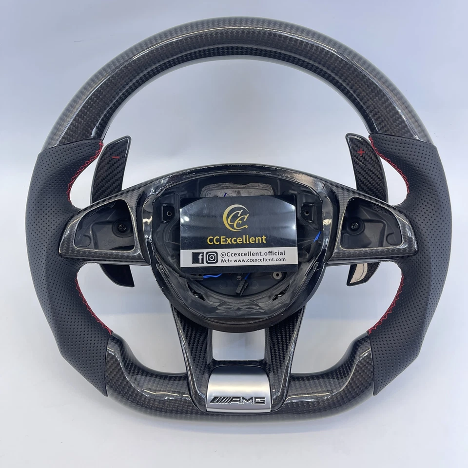 Volante de fibra de carbono apto para Mercedes-Benz C43 C63 E43 E63 S63 S65 808AMG Foto 1 de 4