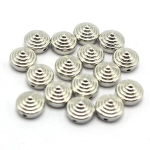 200 Silver Tone Metallic Rock Punk Spike Circle Studs Beads 10X6mm Jewelry Make - Picture 1 of 12