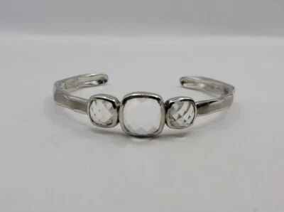 Brazalete Charles Garnier Plata de Ley 925 Cuarzo Piedra Facetado  Foto 1 de 4