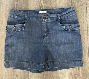 Merona Blue Denim Shorts Women's Size 12 Pockets Med Wash Mid Rise - Picture 1 of 6