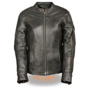 Chaqueta de cuero para motocicleta Milwaukee Leather 1924 negra de 3/4 de longitud ventilada - Imagen 1 de 4