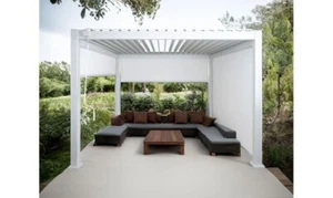 Alu Pergola 3x3m Lamellendach Pavillon Weiss 10x10cm Gestell Lamellenpergola - Bild 1 von 12