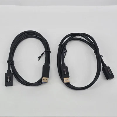 Amazon Basics 2-Pack USB-A 3.0 Extension Cable, 3 Foot, Black - Image 1 of 2
