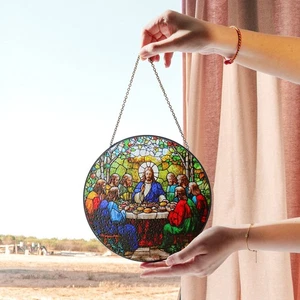 Last Supper Stained Glass Suncatcher, Christmas Window Hanging Home Decor Gift - Picture 1 of 6