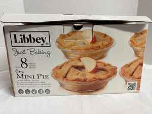 LIBBEY GLASS Just Baking 7 Pc (Missing 1) MINI PIE BAKING DISHES 4.9" dia. NEW - Picture 1 of 5