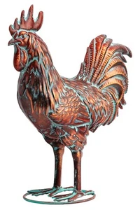 Garden Rooster Statues,15.7" L x 18.8" H Outdoor Metal Chicken Figurines,Anti... - Picture 1 of 8