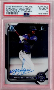 2022 Bowman Chrome Prospect AUTO #CPA-YFZ Yanquiel Fernandez PSA 10 1st Bowman - Bild 1 von 1