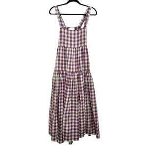 Vestido sin solero midi a cuadros verde púrpura jacquard corazón talla 8 de ASOS Dungaree - Imagen 1 de 8
