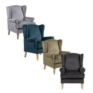 Helena Wingback Armchair Modern Accent Chair Occasional Sofa Seating Wooden Legs - Picture 1 of 29