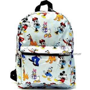 Disney Mickey Minnie Mouse 16" Backpack Goofy Donald Duck Daisy Pluto Travel Bag - Picture 1 of 6