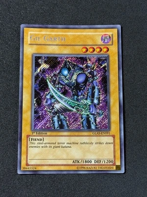 Yugioh Gil Garth GLAS-EN091 1st Edition Secret Rare LP EURO - Image 1 of 4