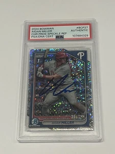 2024 Bowman Chrome Prospects Aidan Miller Speckle Refractor Auto 1st /299 PSA - Picture 1 of 2