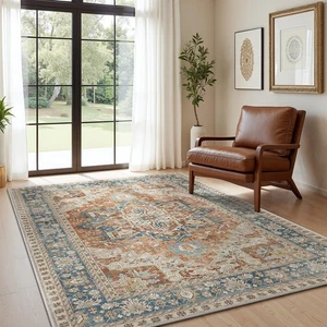 5X7 Area Rugs for Living Room, Machine Washable Vintage Floor Cover Foldable ... - Bild 1 von 8