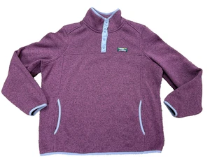 LL Bean Mujer Gris Granate Suéter Polar!/4 Pullover a Presión Talla Grande Pequeño - Imagen 1 de 4