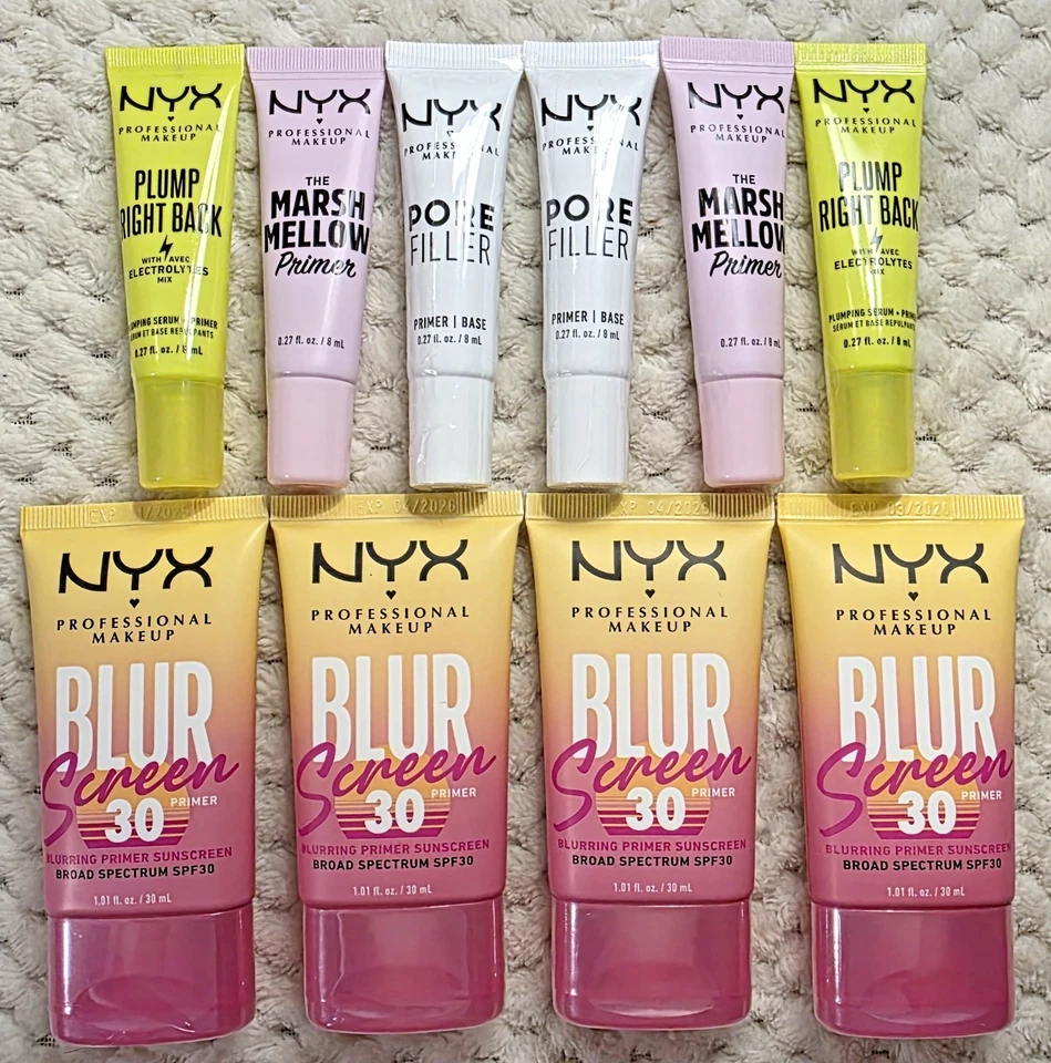 NYX HUGE NEW Primer LOT Blur Screen SPF 30 Plump Right Back Plumping Serum - Image 1 of 4