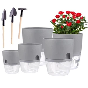 Self Watering Planters, 5 Pack 6/4.1/3.2 Inch Self Watering Pots, Wicking Mod... - Picture 1 of 8