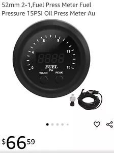52mm 2-1,Fuel Press Meter Fuel Pressure 15PSI Oil Press Meter Au - Picture 1 of 4