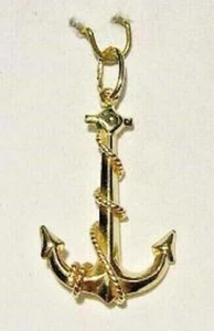 Brand New 14k Yellow Gold Anchor Pendant - Picture 1 of 2