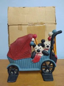 2 PANDA BEARS IN BABY CARRIAGE 7.5 INCH LONG DOOR STOP - Picture 1 of 3