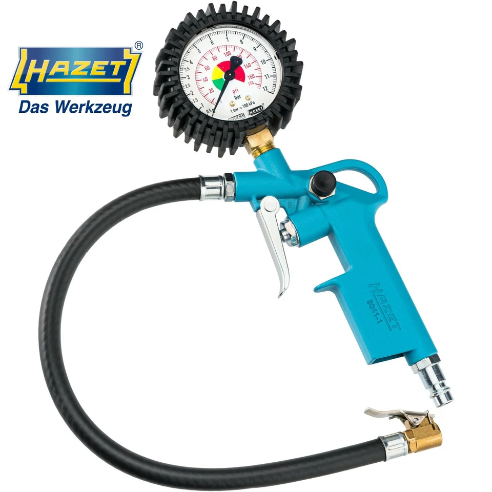 Hazet Reifenfüller Luftdruckprüfer Reifendruck Messgerät 12 bar 9041-1