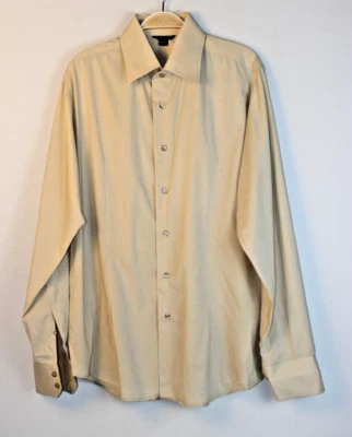Camisa de vestir Sisley Hecha en Italia manga larga abotonada beige tostado para hombre talla grande Foto 1 de 4