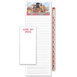Dogs with Cats To Do List Magnetic Shopping Pad Notepad & Pencil Gift Set - Picture 1 of 1