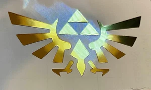 Nintendo Zelda Hyrule Crest Neu Custom Aufkleber Sticker - Gold Chrom, Größe wählbar! - Bild 1 von 4