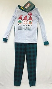 NWT Jaclyn Intimates "LITTLE GNOME" Gray Top Green Buffalo Plaid Pajama Set, 4T - Picture 1 of 3