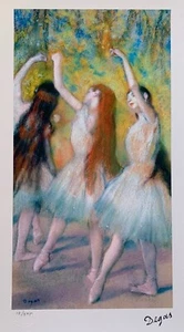 EDGAR DEGAS Dancers in Green Estate Signed Stamped & Numbered Giclee Art 17 x 13 - Picture 1 of 4