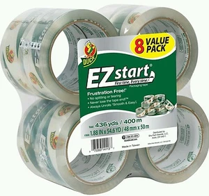 Duck EZ Start Quiet Packing Tape Set 1.88 in x 54.6 yards each 8-Pack Packaging - Picture 1 of 8