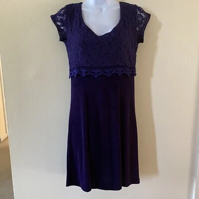 Vestido All That Jazz Chorus Line Vintage Púrpura Terciopelo y Encaje Hasta la Rodilla Talla 7/8 Foto 1 de 4