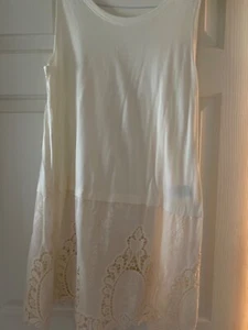 logo by lori goldstein ivory tank with embroidered hem size m - Picture 1 of 5