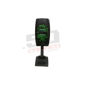 Dual USB Rocker Switch Type A 5V 3.1A Green RZR Commander Polaris XP4 Rhino 4X4 - Picture 1 of 7