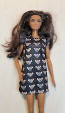 Barbie Fashionistas Doll #140 Tall Brunette  Mouse Dress Kira Face EUC C316G