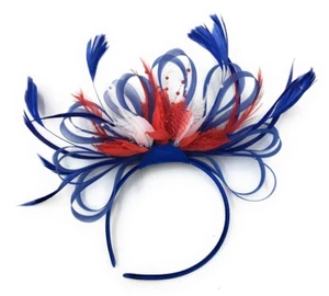 Azul Rojo Blanco Union Jack Fascinator en Diadema Banda de Alicia Boda Real Fiesta - Imagen 1 de 2