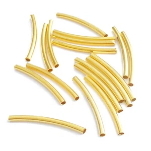 Metallperlen Röhrchen gebogen 25x2 mm Farbe Gold 50 Perlen nenad-design AN359 - Bild 1 von 8