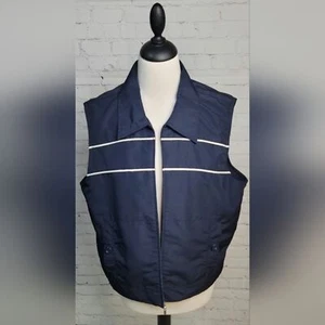 Lizgolf by Liz Claiborne Golf Vest size Lg Navy & White Button Pockets Full Zip - Picture 1 of 9