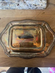 Silver Plate SHERIDAN DIVIDED SERVING TRAY 13" X 9.1/4" DIVIDED GLASS LINERS  - Picture 1 of 2