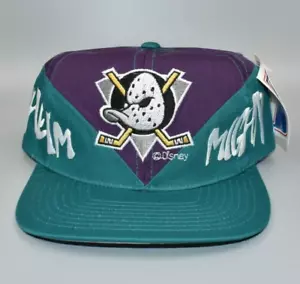 Anaheim Mighty Ducks Vintage Logo 7 Spell Out Snapback Cap Hat - NWT - Picture 1 of 7