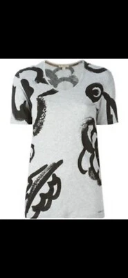Camiseta Burberry Brit Negra Estampado Floral Algodón Manga Corta Mujer Gris XS Foto 1 de 4