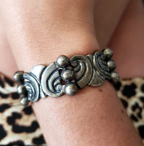 TOPEZ TAXCO MEXICO 925 Sterling Silver 7" Panel Link Artisan Bracelet Womens VTG - Picture 1 of 8