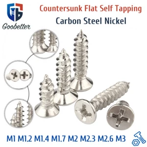 Small Micro Screw Nickel Phillips Countersunk Flat Self Tapping Screws M1-M3 - Picture 1 of 9