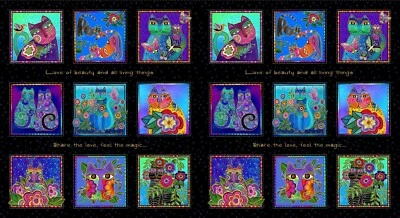 Panel de bloque de tela Feline Drive FANTASTICATS negro L Burch - Vendido por el panel Foto 1 de 4