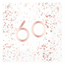 60th Birthday Party Napkins Luxury White Rose Gold Foil Age 60 Paper Serviettes