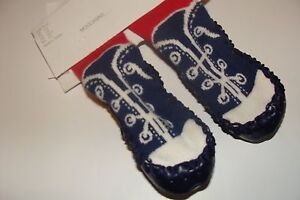 H&M Girls Boys Baby Moccasins Shoes Crip Navy Red Tennis Size 1 2 NEW NWT