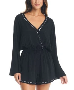 BAR III Tell Me About It Stud Romper Swimwear Coverup Size Small Black Retail$88 - Picture 1 of 3