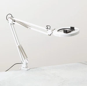 White CANVAS Lamp with Weighted Matte Metal Base + Phone Mount for MagSafe - Picture 1 of 7