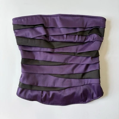 Corsé Charlotte Russe sin tirantes satinado púrpura y negro M Y2K Foto 1 de 4