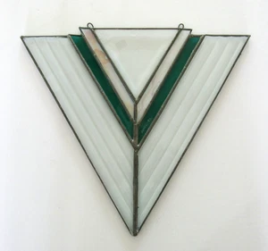 Vintage. Handgefertigter Buntglas klar grün Sonnenfänger Wandbehang signiert 1992 - Bild 1 von 2